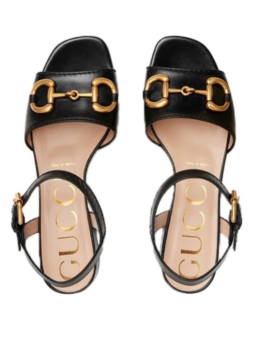 Gucci Black Leather Horsebit Open-Toe Slingback Sandals